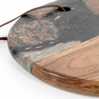 Pre Order Dark Round Marble & Acacia Wood Charcuterie Board