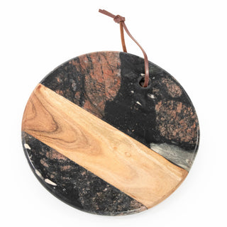 Pre Order Dark Round Marble & Acacia Wood Charcuterie Board