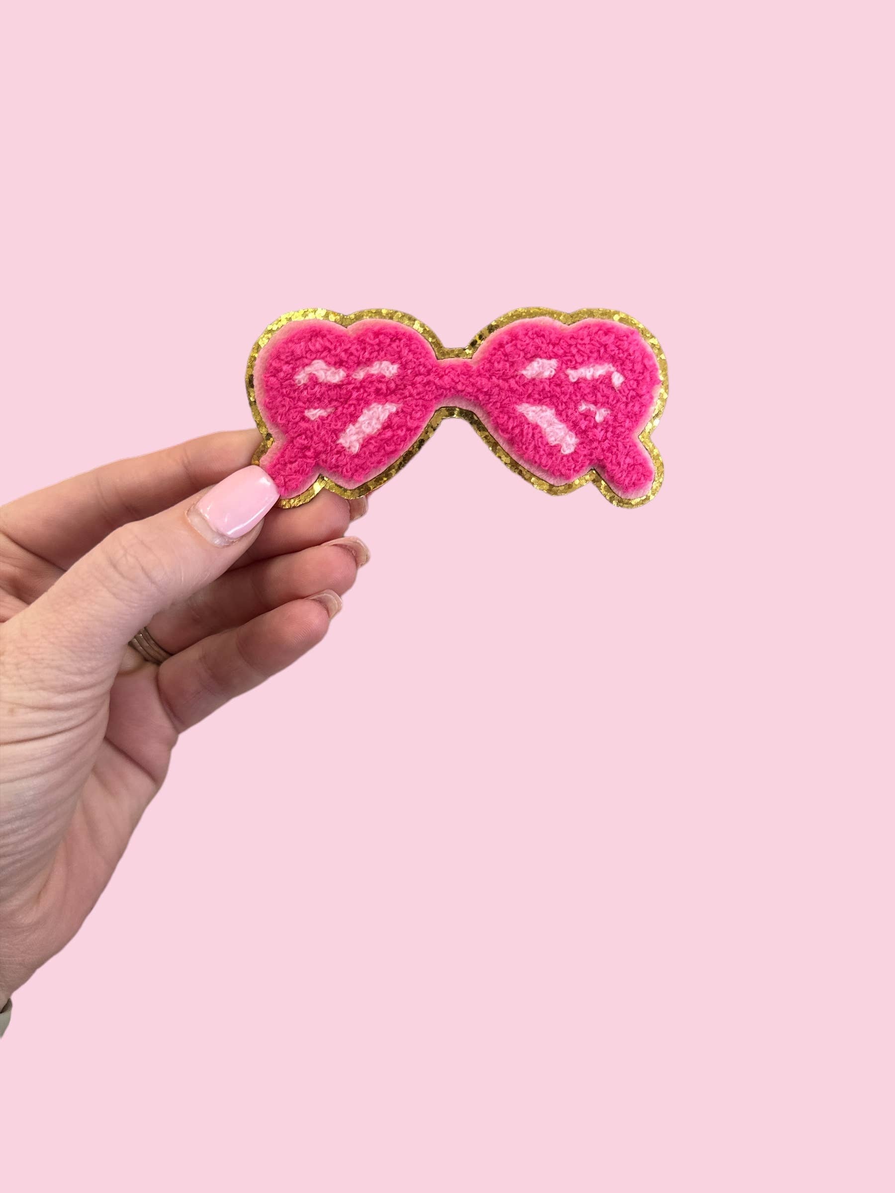 Pink Heart Glasses IRON ON Patch
