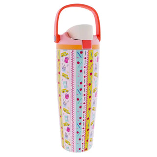 Pre Order 30 Oz. Water Bottle w/ Bucket Handle & Straw Cap, Stainless Steel, 5 Style Options