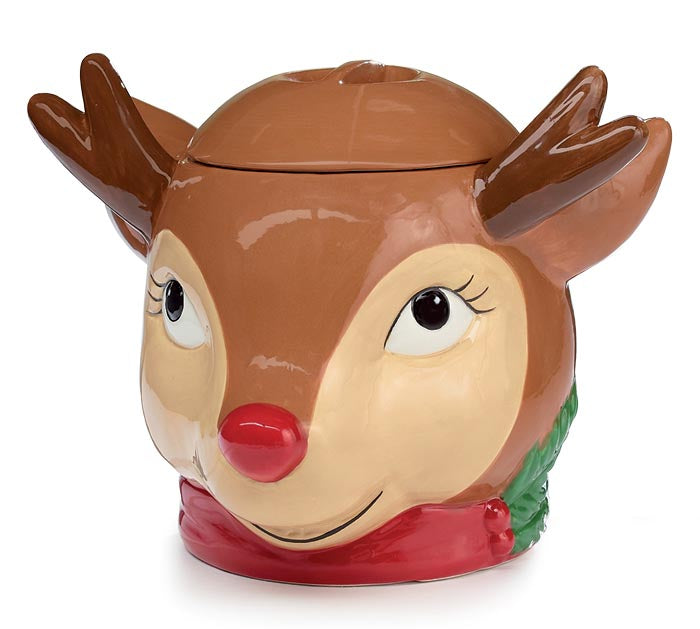 Reindeer Head Shaped Cookie Jar