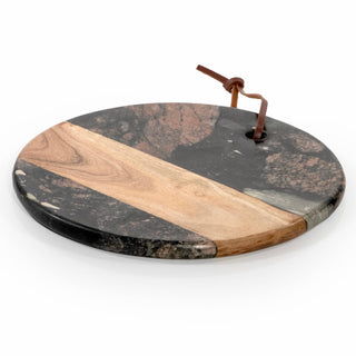Pre Order Dark Round Marble & Acacia Wood Charcuterie Board