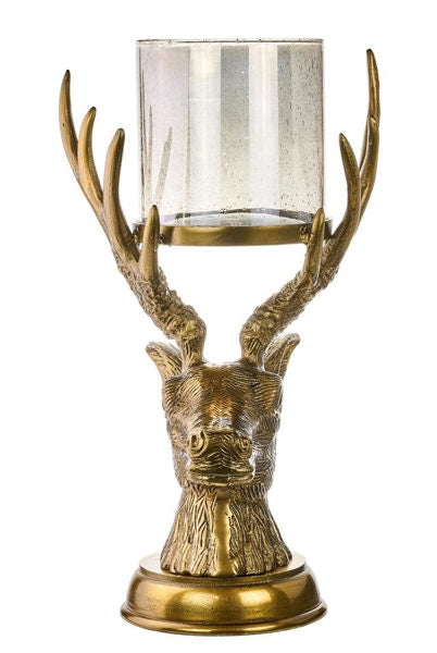 Glass Deer Head Candle Holder, Size Options