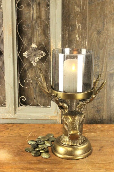 Glass Deer Head Candle Holder, Size Options