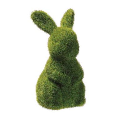 6.5" Moss Covered Standing Bunny Green