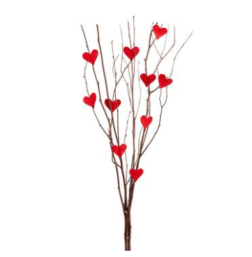 29.5" Heart Twig Bundle, Red