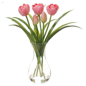 13" Tulip in Glass Vase