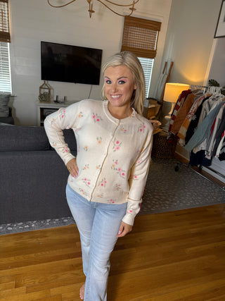 Floral Print Knit Cardigan