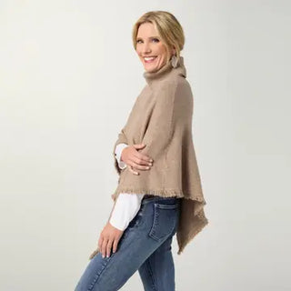 Pre Order (Sept) Heavenly -Luxe Cable Knit Turtleneck Poncho