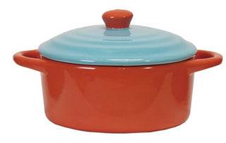 Pre Order Stoneware Two-Tone Baker with Lid, 4 Color Options