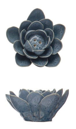 Handmade Stoneware Flower Incense Holder, Color Options