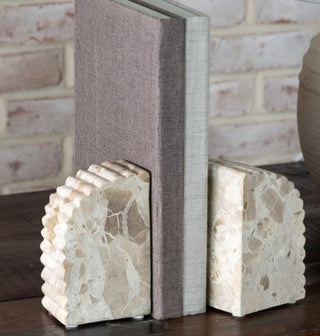 Set of 2 Marble Scallop Bookends