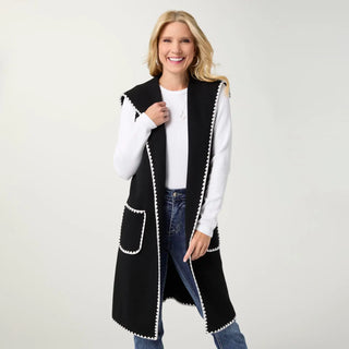 Pre Order (Sept) Heavenly Luxe Long Vest w/ Contrast Trim