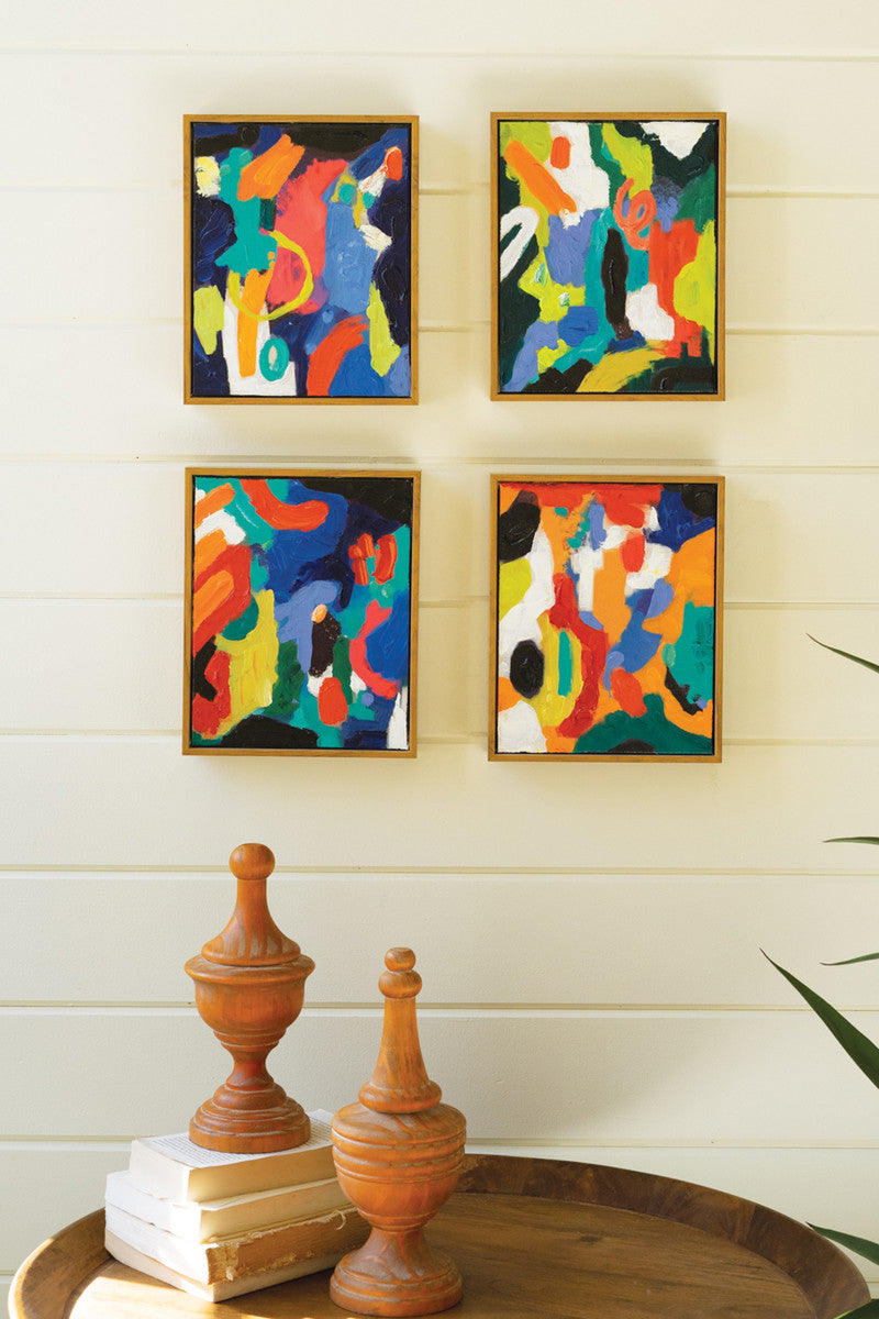 Framed Colorful Abstract Oil Paintings