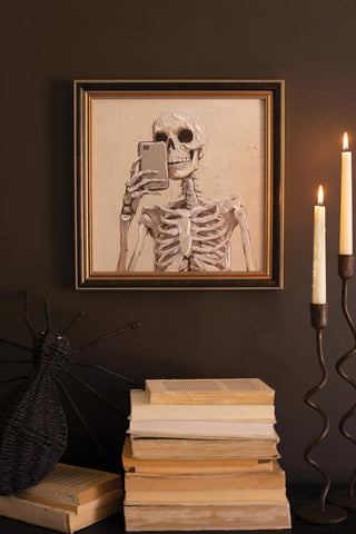 Skeleton with Cell Phone Framed Print