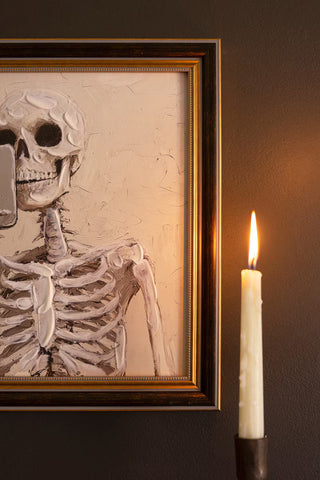 Skeleton with Cell Phone Framed Print