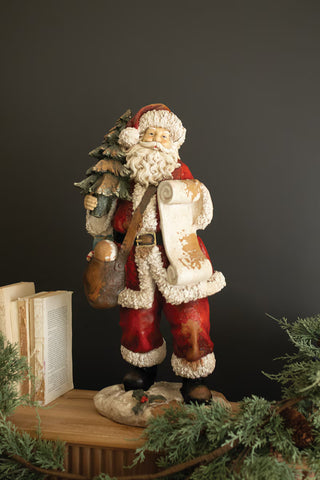 Pre Order Traditional Santa with List Statue