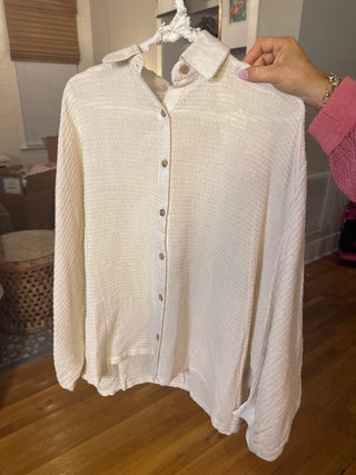 Relaxed Button Front Woven Shirt