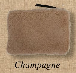 Faux Fur Fabric Zip Pouch, 4 Color Options