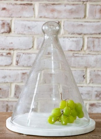 13" Glass Cloche with Marble Base