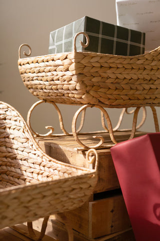 Pre Order Woven Christmas Sleigh Basket, 2 Size Options