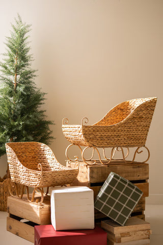 Pre Order Woven Christmas Sleigh Basket, 2 Size Options