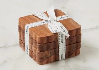 Pre Order Set of 4 Scalloped Wood Coasters