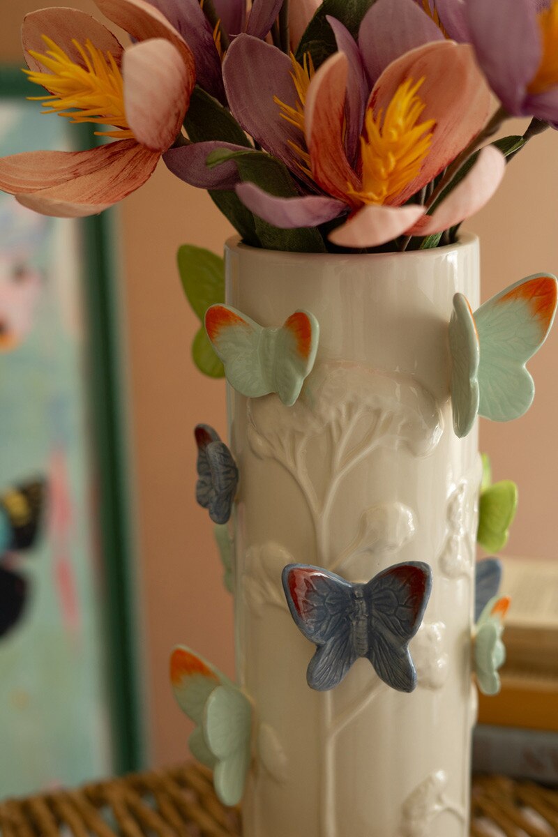 Pre order(April)  Colorful Butterflies Ceramic Vase