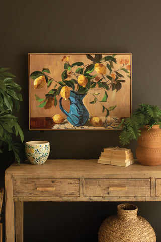Pre Order Framed Lemon Branches in Blue Vase Painting