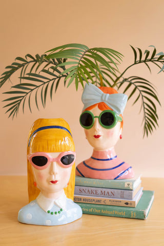 Pre Order (Aug) Ceramic Lady Vase w/Sunglasses, 2 Style Options