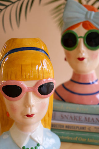 Pre Order (Aug) Ceramic Lady Vase w/Sunglasses, 2 Style Options