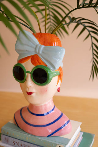 Pre Order (Aug) Ceramic Lady Vase w/Sunglasses, 2 Style Options