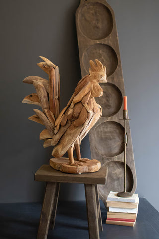 Pre Order (Aug) Teakwood Rooster Sculpture