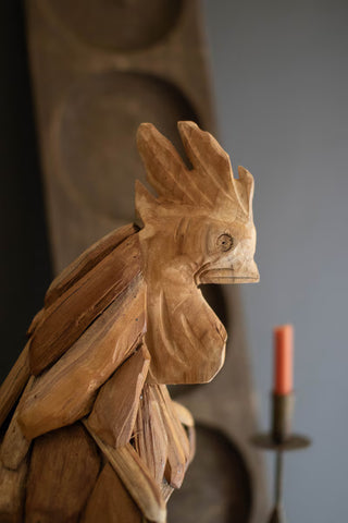 Pre Order (Aug) Teakwood Rooster Sculpture