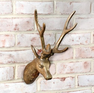 Antique Gold Aluminum Deer Head Wall Hanger