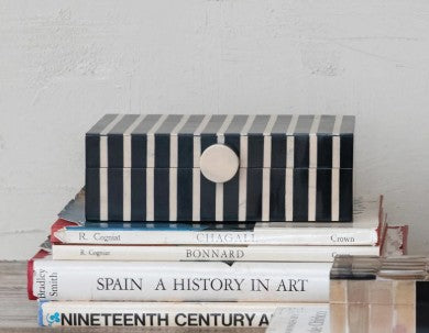 Handmade Mango Wood and Resin Striped Box with Knob