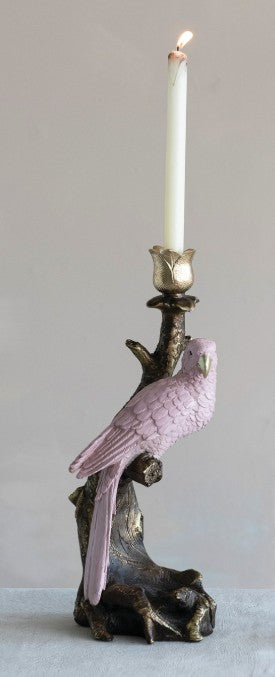 Resin Taper Holder w/ Parrot on Branch