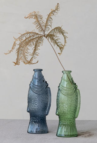 Pre Order 8 oz. Glass Fish Shaped Bottle, 2 Color Options