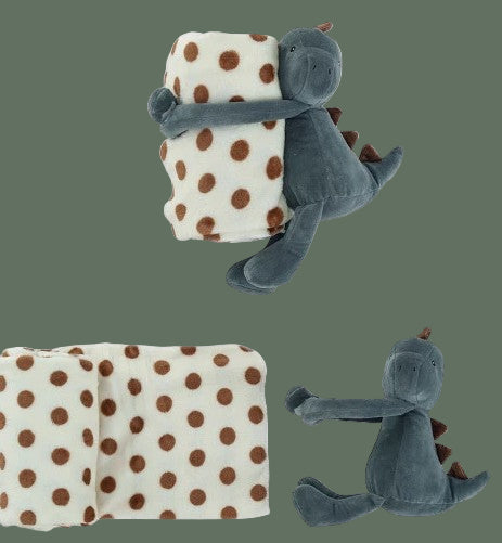 Plush Animal with Polka Dot Blanket, 3 Style Options