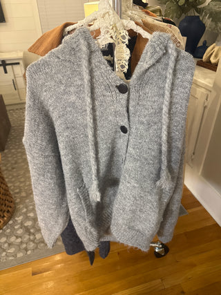Hooded Knit Tassel Cardigan