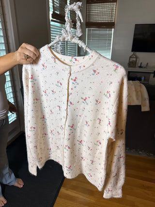 Floral Print Knit Cardigan