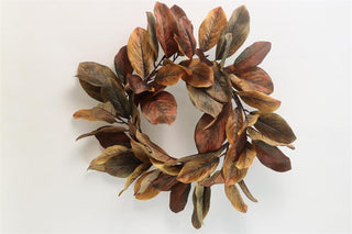 24" Brown & Green Magnolia Leaf Wreath