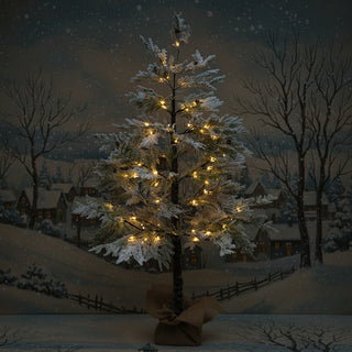 Pre Order Lighted Flocked Cedar Tree, 2 Size Options