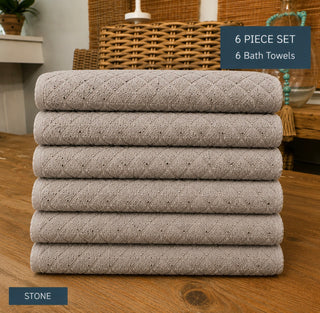 Geometry 6 Piece Bath Towel Set Stone