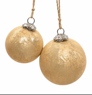 Sand & Silver Glass Flocked Foil Ornament, 2 Size Options