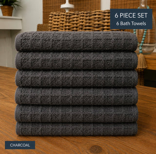 Geometry 6 Piece Bath Towel Bundle Charcoal