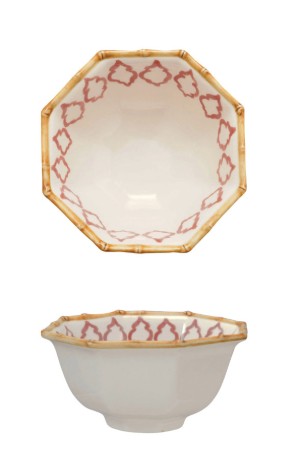 Hand-Painted Octagon Pattern Bowl w/ Bamboo Trim , 2 Style Options