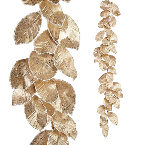 4' Glittered Magnolia Leaf Garland