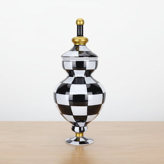 Checkered Glass Jar with Lid