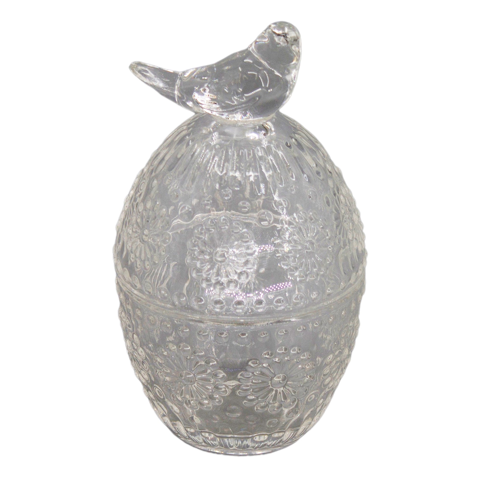 Clear Glass Egg with Bird